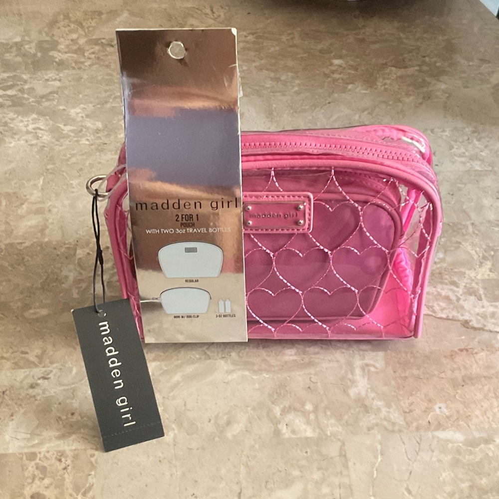 Madden Girl Vibrant Pink Heart Set Cosmetic Bags
